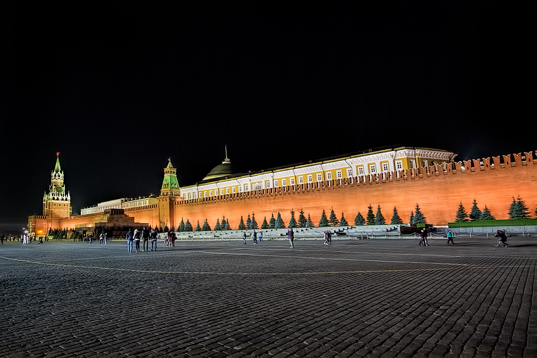 Kremlin and Lenin's Tomb in Red Square at night, Moscow