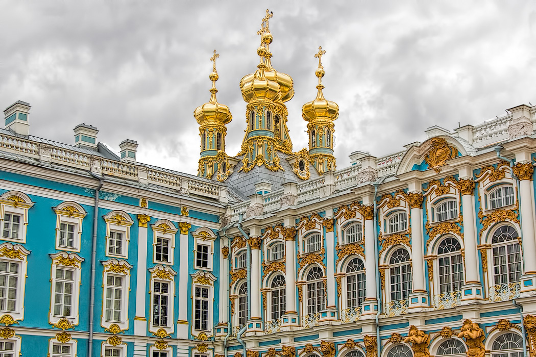 Detail of the exterior of Catherine's Palace in St. Petersburg, Russia