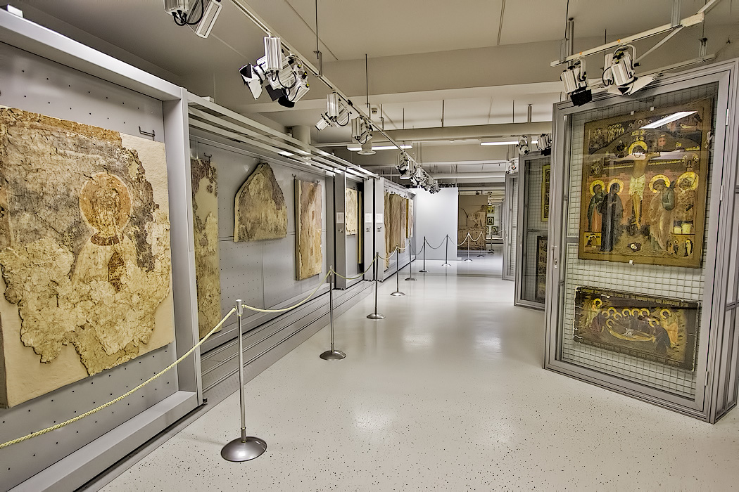 Some of the thousands of pieces of art housed in the climate controlled vaults of the Hermitage Museum Storage and research facility