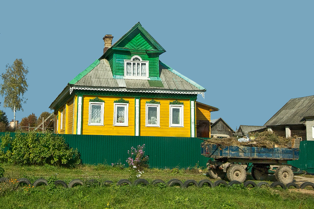 Typical single family house in the countryside around Yaroslavl, Russia