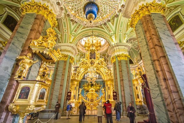Interior of Saints Peter and Paul Cathedral in St. Petersburg, Russia