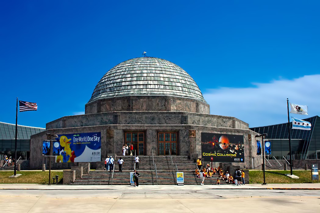 The mission of the Adler Planetarium, located in Grant Park on Chicago's lakeshore, is to inspire exploration and understanding of the Universe