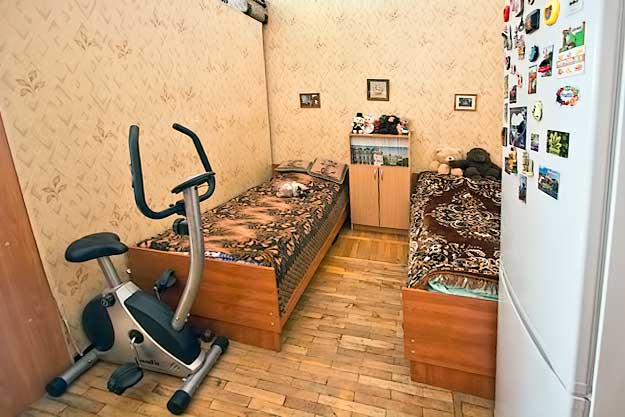 The private apartment of Irina consisted of a dining/living area, plus this small bedroom, where she also placed her private refrigerator