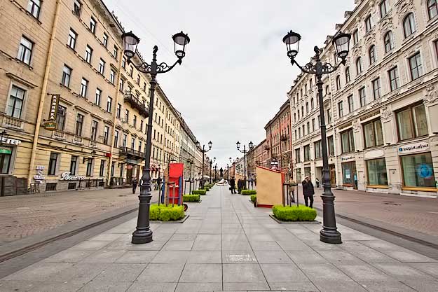Big Konushennaya Street in the historic center of St. Petersburg, Russia
