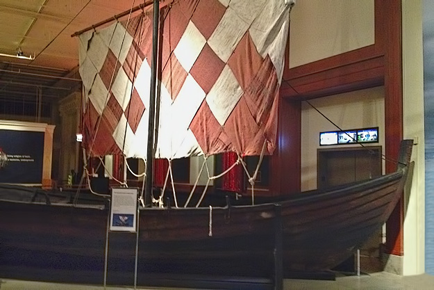 Replica of a Viking wooden sailing vessel