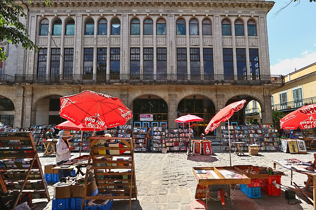 Booksellers surround Plaza de Armas in Old Havana, Cuba