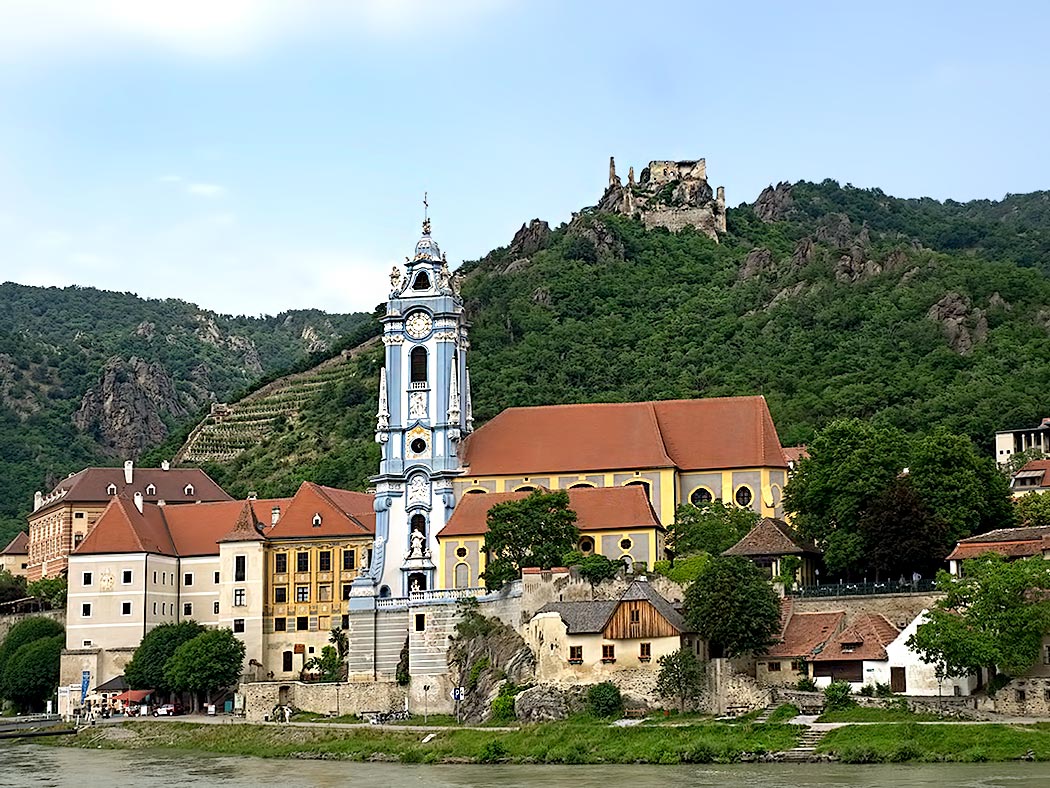 The town of Durnstein in the Wachau Valley of Austria was named for the Medieval stone castle, now in ruins, which overlooks it