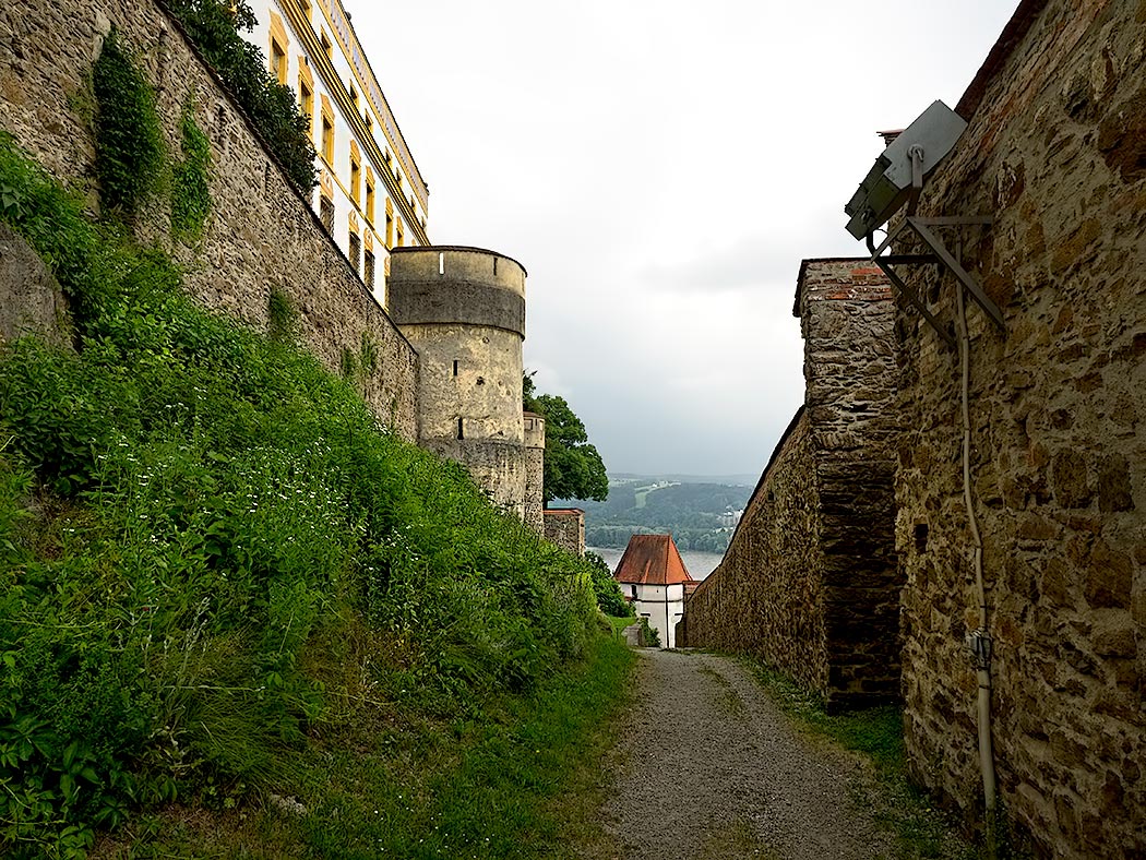 Veste Oberhaus Fortress, founded in 1219, crowns a high hill that overlooks the town of Passau, Germany.