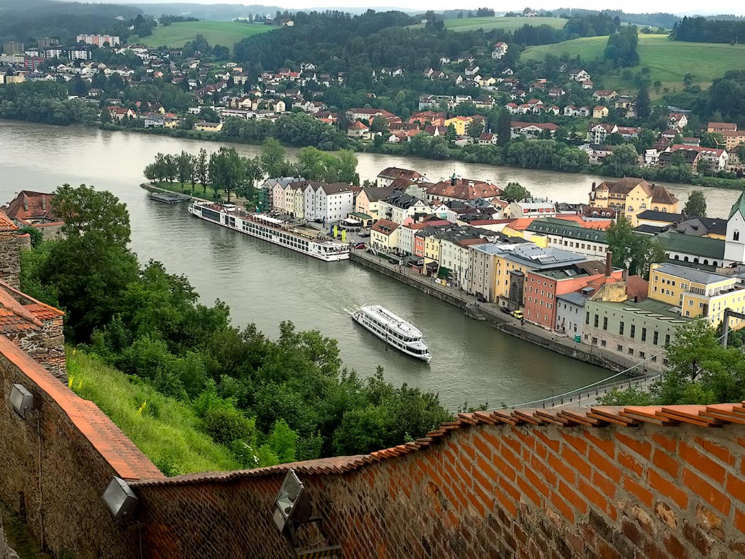 In Lower Bavaria, the town of Passau, Germany, is located at the confluence of the Danube, Ilz, and Inn Rivers.