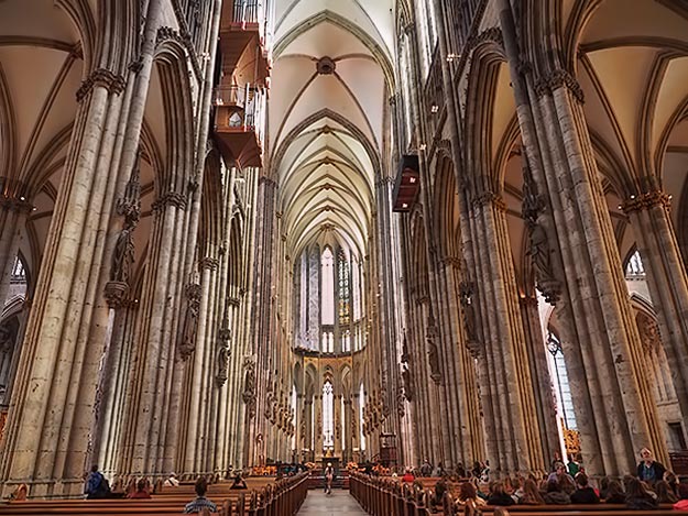 The astonishing interior of the Cologne Cathedral in Cologne, Germany
