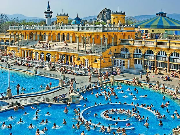 Outdoor pools at Szechenyi Baths