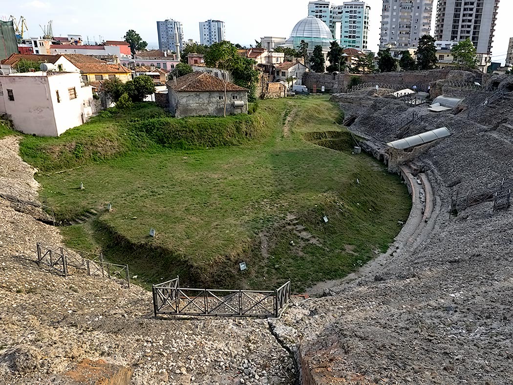 This Roman Amphitheater in Durres, Albania, the largest ever found in the Balkans, was discovered by a farmer who was plowing his fields