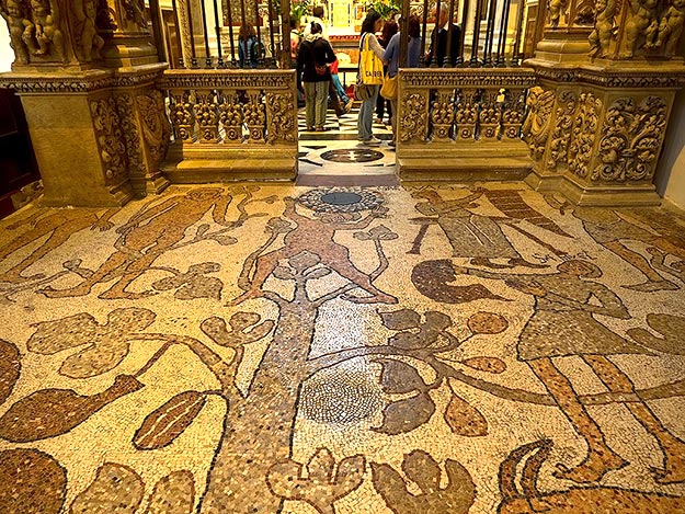 A portion of the "tree of life"mosaic floor that covers the entire nave and side aisles in the Cathedral of Otranto
