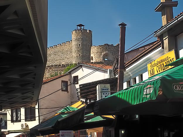 Kale Fortress watches over the old Ottoman Bazaar in Skopje