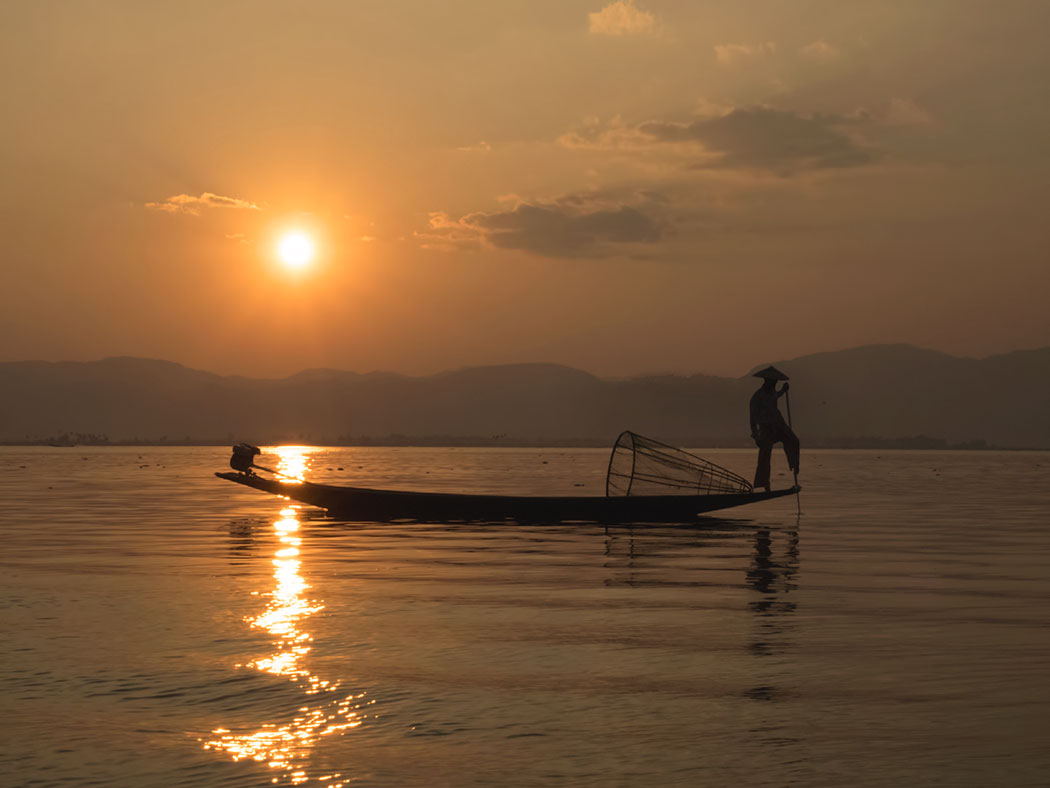 Traditional fisherman on Inle Lake, Myanmar