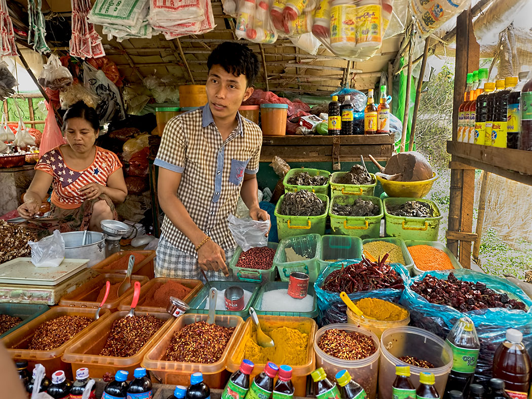 Chillies and spices of all kinds are sold at the Dala market, a small village across the river from downtown Yangon, Myanmar