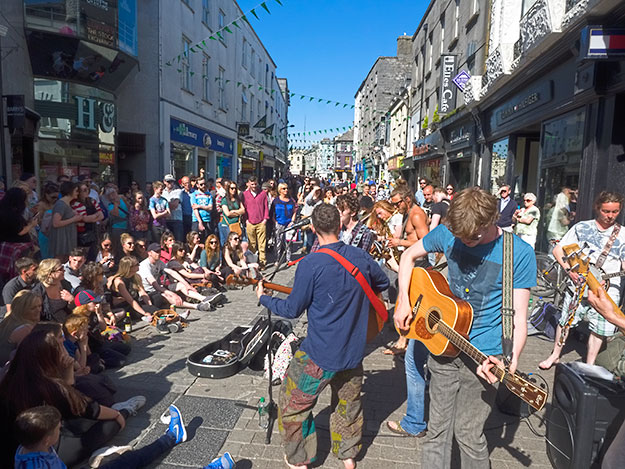 Music in Galway is everywhere and many, like the Galway Street Band, seem to play for the pure joy of performing