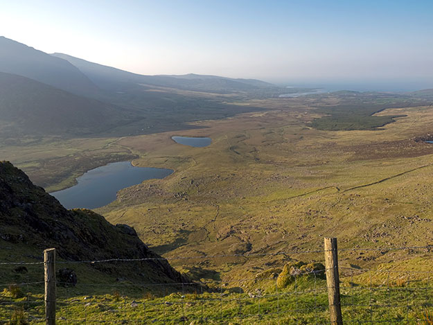 View of glacial lochs from Connor Pass, highest point on the Dingle Peninsula
