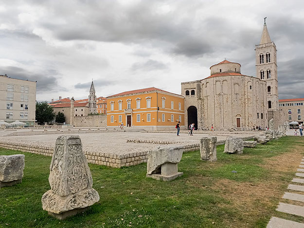 Roman Forum and ancient churches in the old town of Zadar, Croatia