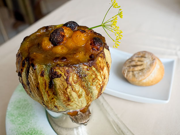 The pièce de résistance at Restaurant Prévôt is definitely the main course, Melon Cocotte, a dish that helped earn chef and owner Jean-Jack a Michelin star