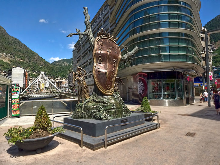 Dali Melting Clock Sculpture in Andorra Hole in the Donut Cultural Travel