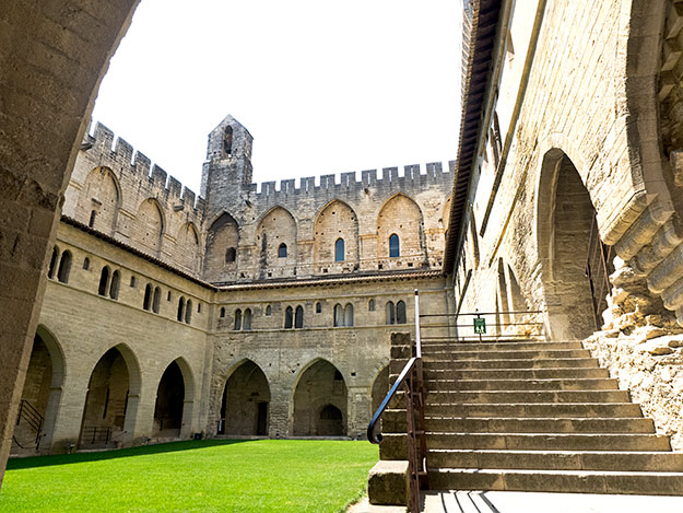 Cloister inside Palace of the Popes in Avignon, France