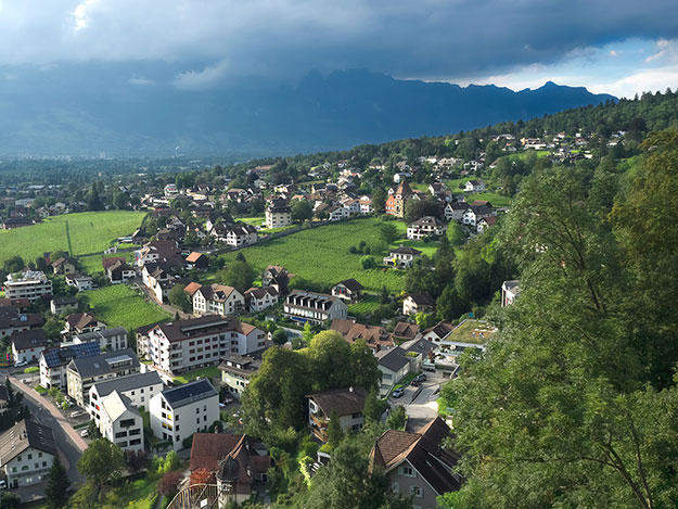 The walk up to Vaduz Castle affords gorgeous views over the city and valley