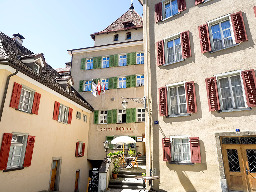 Buildings that surround the Episcopal Courtyard in Chur, the oldest town in Switzerland