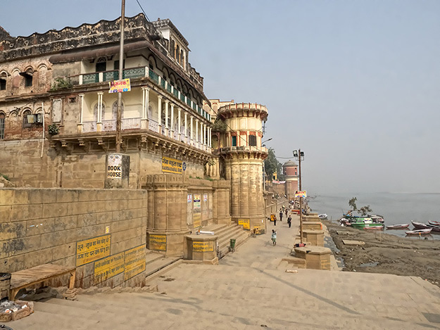 Palaces built by Mughal emperors as far back as the 1700's line the ghats of Varanasi