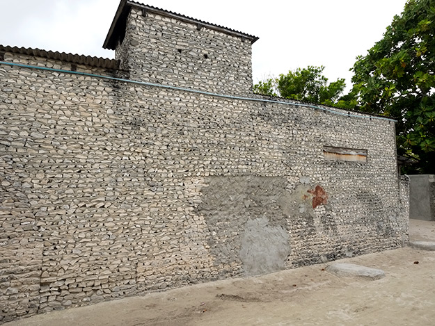 Walls made from coral stones testify to the ingenuity of Maldivians, who make use of natural materials in all aspects of their lives