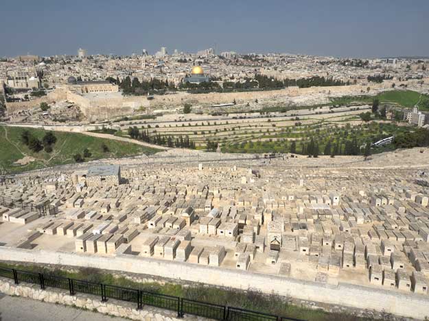 Jewish Cemetery, seen from atop the Mount of Olives, looking toward the Old City of Jerusalem