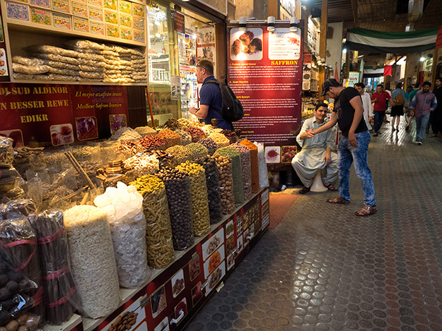 When visiting Dubai, make it a point to walk the narrow passageways of the Spice Souk in the Deira neighborhood