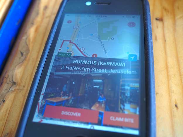 The bitemojo app on a smart phone at Hummus Ikermawi Restaurant