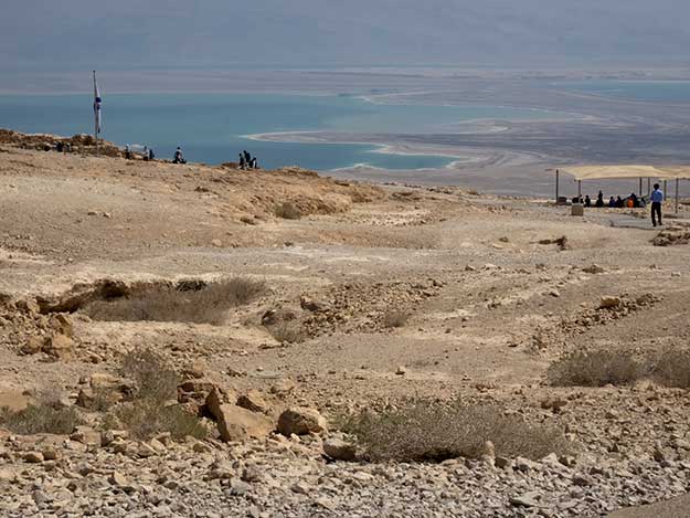 The Dead Sea, seen from atop Masada, the mountaintop fortress built by King Herod between 37 and 31 BC