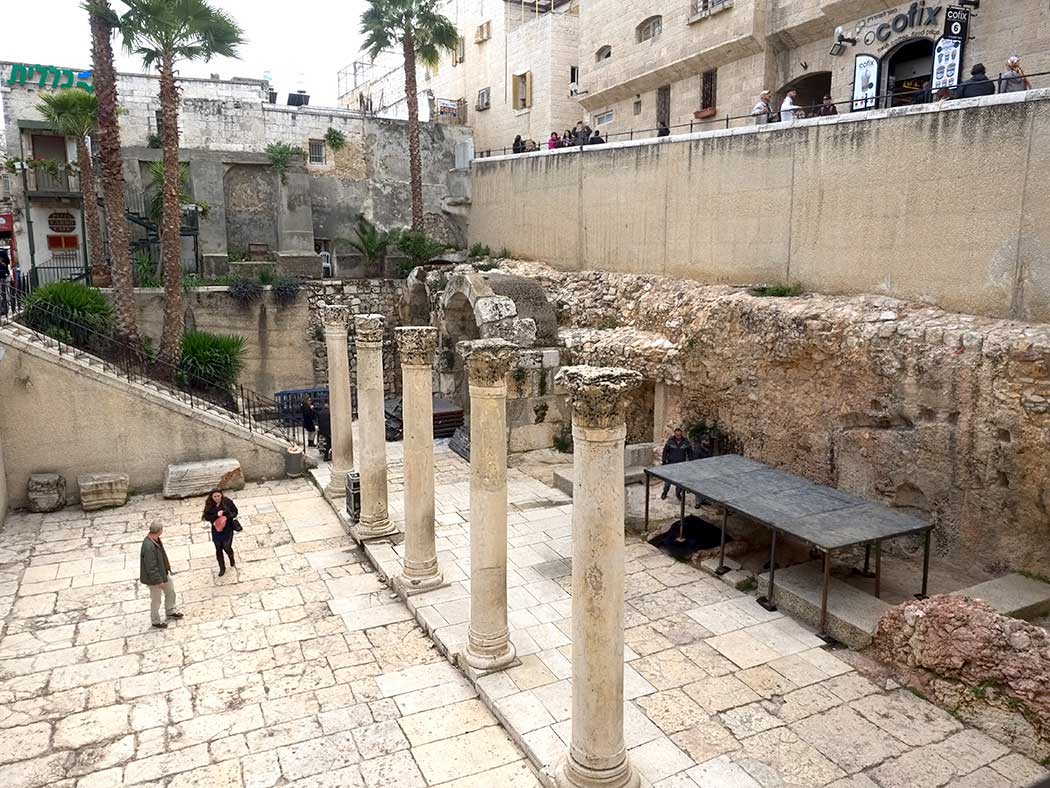 Roman road known as the Cardo Maximus in the Old City of Jerusalem, lies many feet below the existing ground level
