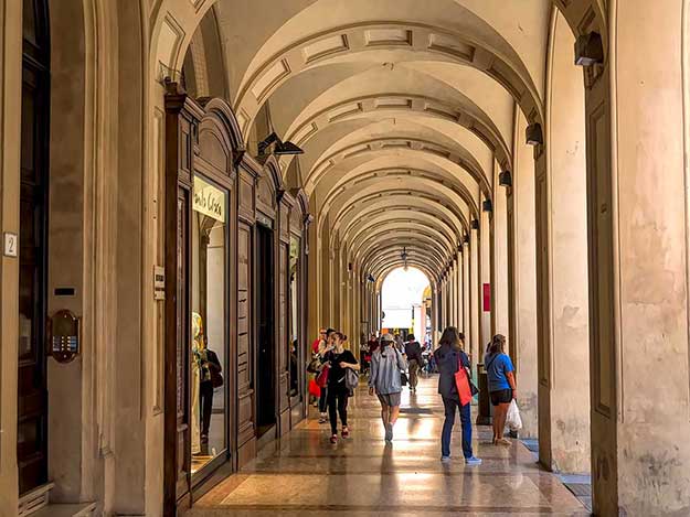 One of the many porticoes (arcades) found throughout the historic center of Bologna