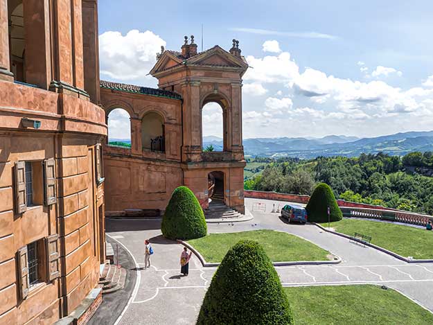 Santuario della Madonna di San Luca provides sweeping vistas of the lush green countryside and rolling hills that surround Bologna