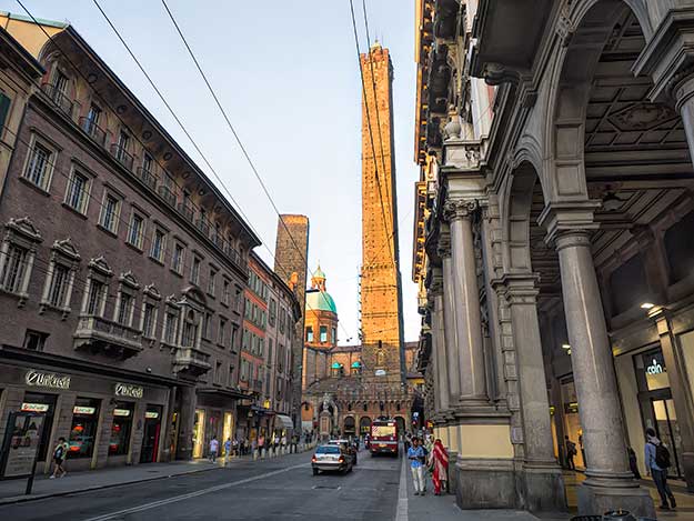 Due Torri (Two Towers) mark the center of Bologna's historic district