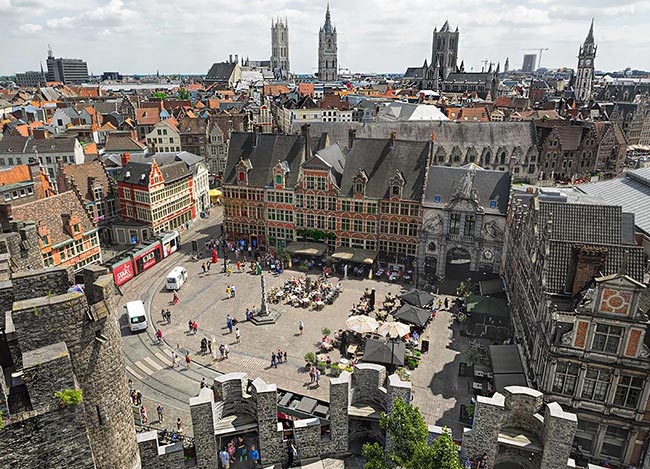 View over Sint Veerleplein Square in Ghent, Belgium