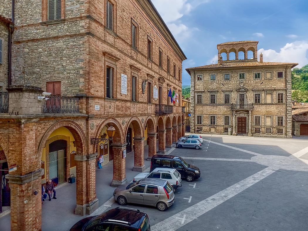The main Piazza of Mercatello sul Metauro, Italy, where I spent an idyllic holiday at the 16th century Palazzo Donati