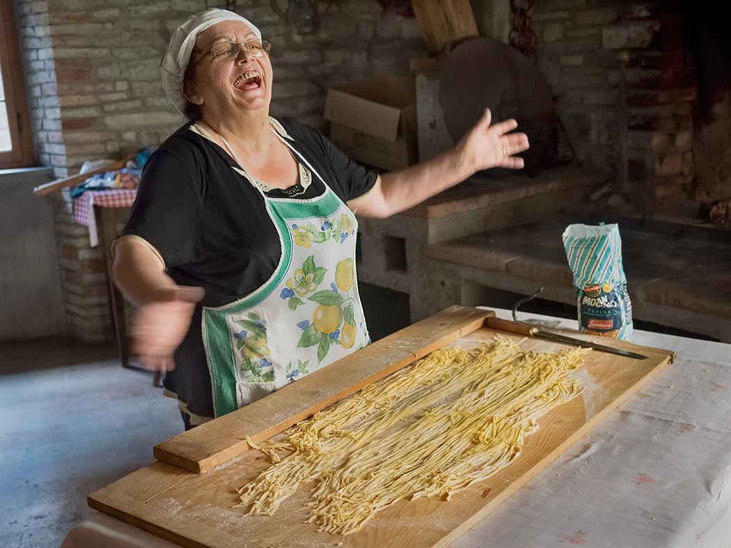 My Italian experience in Le Marche, Italy, included lessons on how to make Tagliatelle pasta from scratch at the magnificent 16th century Palazzo Donati