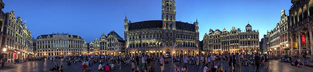 Panoramic shot of the Grand Place,the main square in the heart of Brussels, Belgium