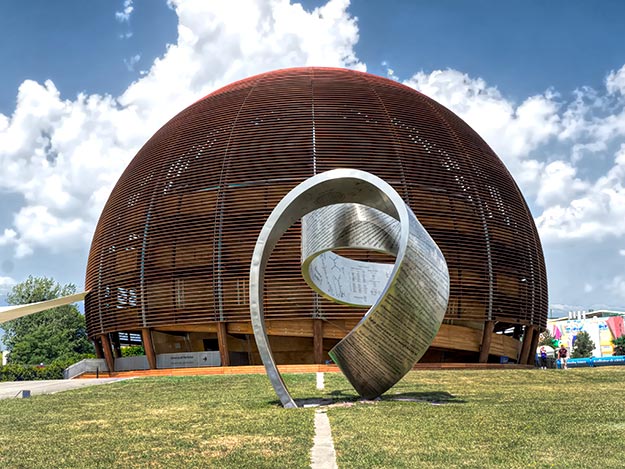 Globe of Science and Innovation houses the permanent Universe of Particles exhibit, for those who are unable to book tours of CERN
