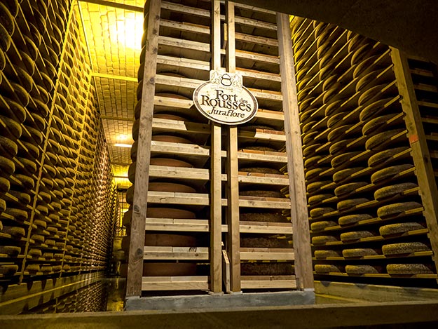 More than 100,000 wheels of Comte cheese are being aged at Fort des Rousses Affineur at any one time