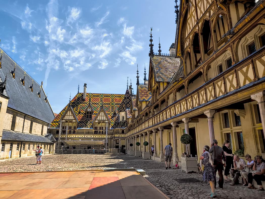 The 15th century Hotel-Dieu in Beaune, France, once a hospital and charitable almshouse, is now a museum