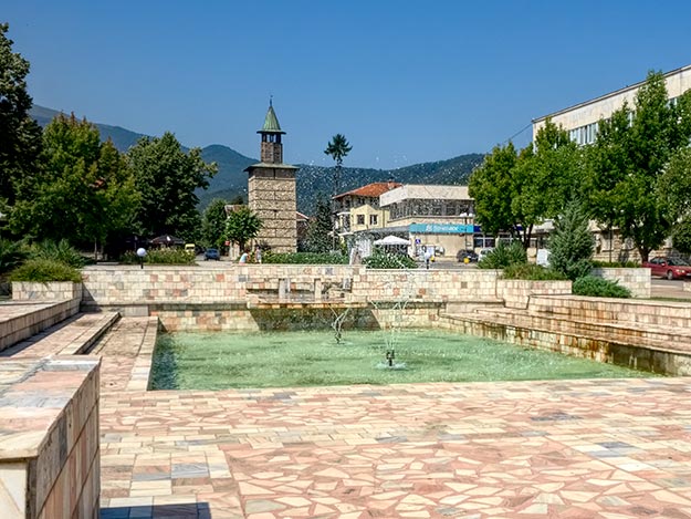Main square in the town of Berkovitsa, Bulgaria