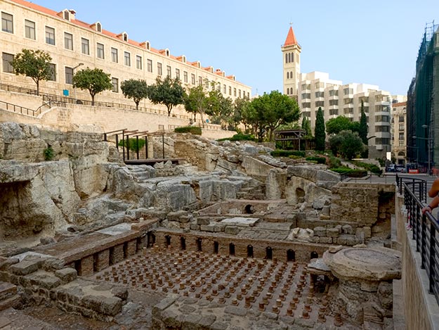 Archeological ruins of Roman Baths discovered beneath the streets of Beirut, Lebanon