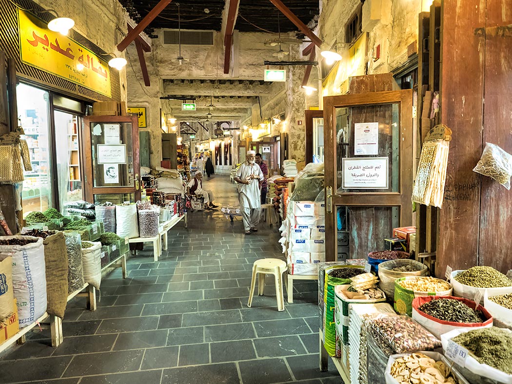 The labyrinthine alleys of the historic Souq Waqif in Doha, Qatar are home to scores of stores offering gold, spices, traditional crafts, and more.