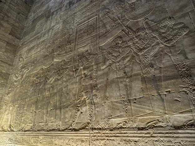 Carving inside the Temple of Horus depicts the important Festival of the Beautiful Meeting