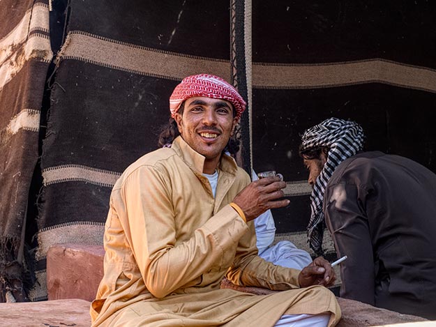 Sharing tea with Bedouins at Wai Rum, Jordan